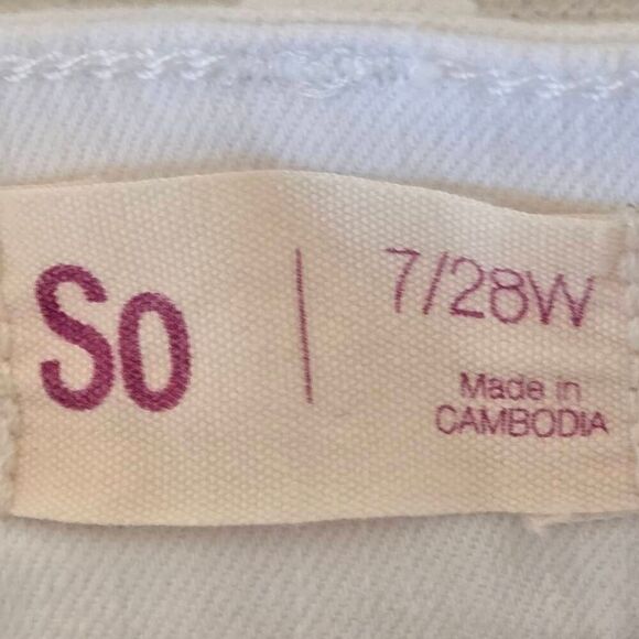 NWOT So Womens Front Slit Frayed Hem High Rise Midi Denim Skirt White Size 7/28W - Picture 2 of 11